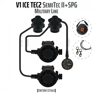 V1 ICE TEC2 SemiTec II regulator set with pressure gauge, Military Line