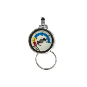 Pressure gauge for pony bottle, mounted on HP hose
