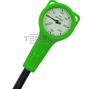O2 pressure gauge 52 mm, 300 bar, with green cover
