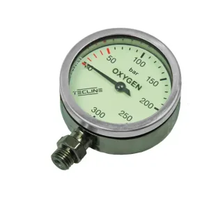 O2 pressure gauge 52 mm, 300 bar, chrome