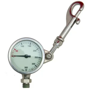Pressure gauge 52 mm, 360 bar, with stainless steel swivel snap