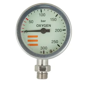 O2 pressure gauge 52 mm, 300 bar, nickel