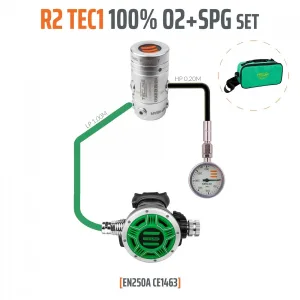 R2 TEC1 100% O2 M26x2 regulator with pressure gauge