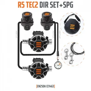 R5 TEC2 DIR regulator set with pressure gauge
