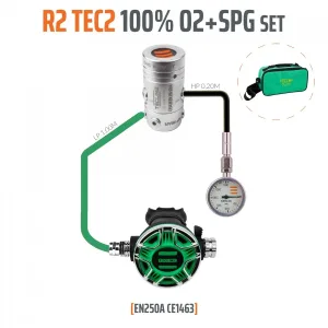 R2 TEC2 100% O2 M26x2 regulator with pressure gauge