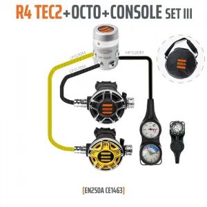 R4 TEC2 regulator set III with pressure gauge, depth gauge and compass